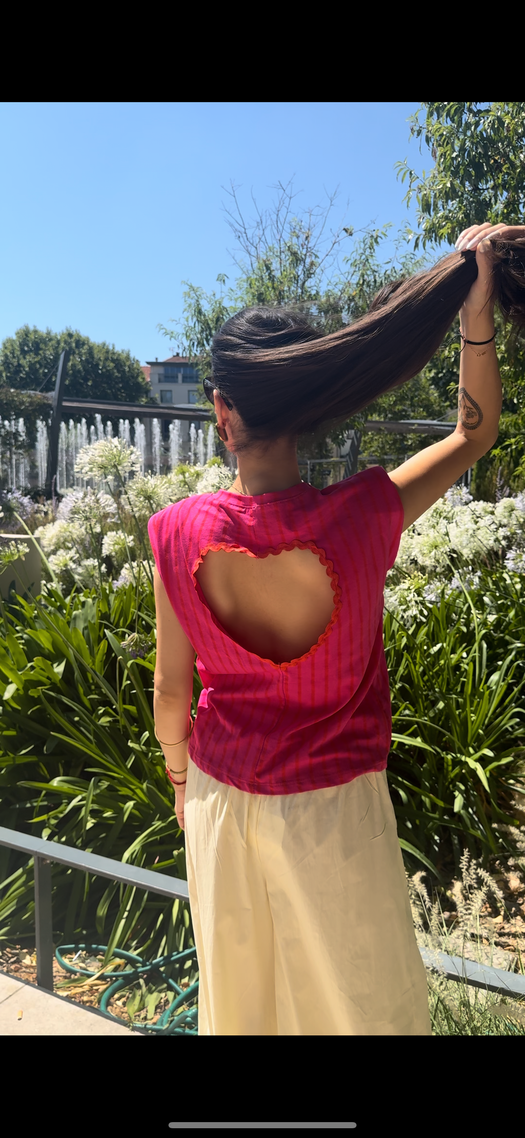 Top cœur rose